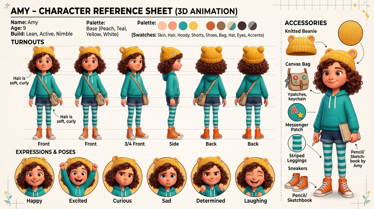 3D Animation Character Design Sheet example 2