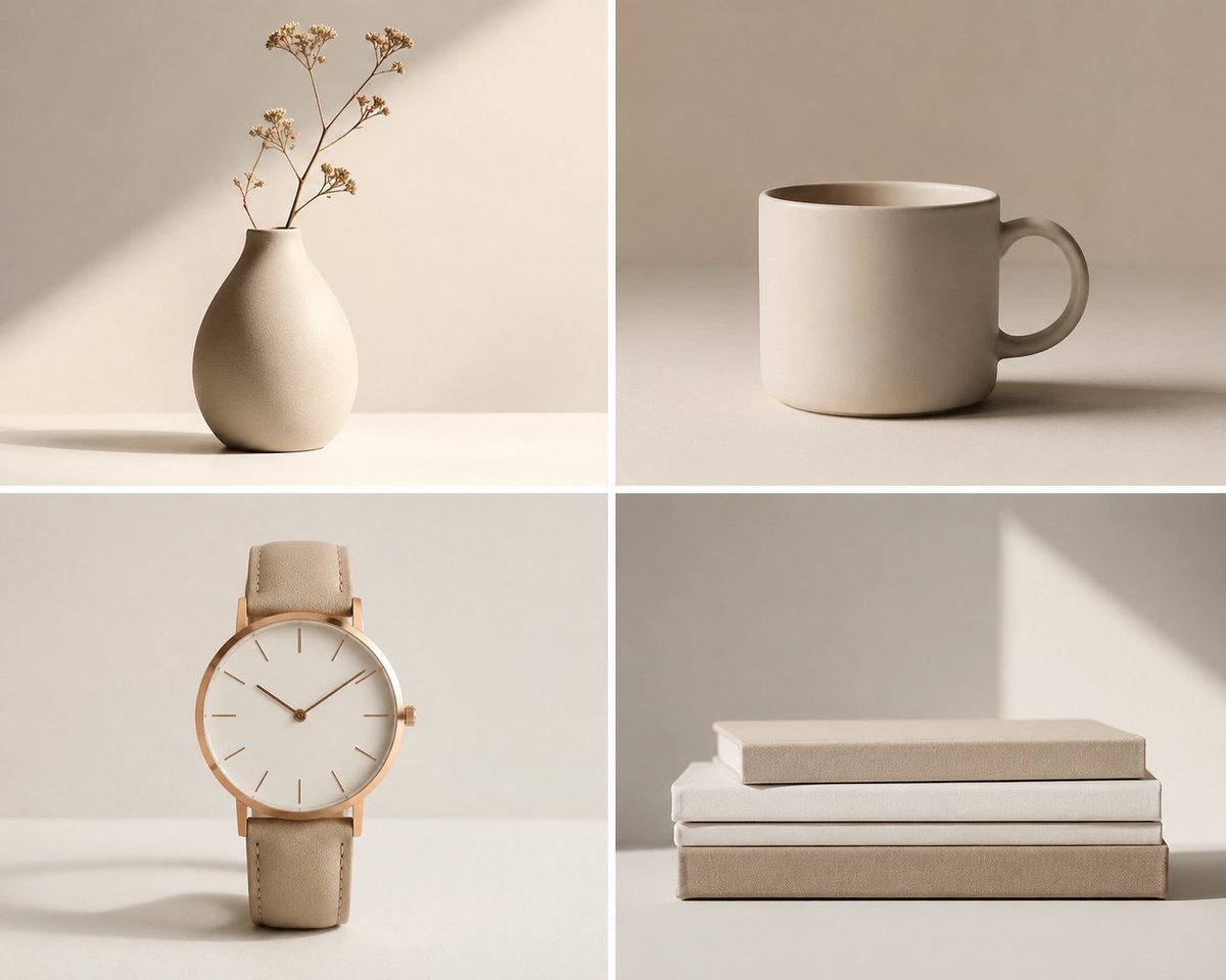 Minimalist Neutral Object Grid AI image template preview