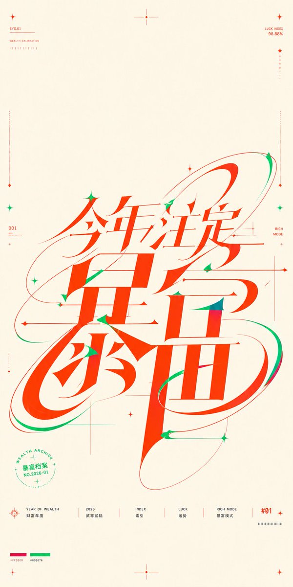 Chinese Wealth Typography Poster AI image template preview