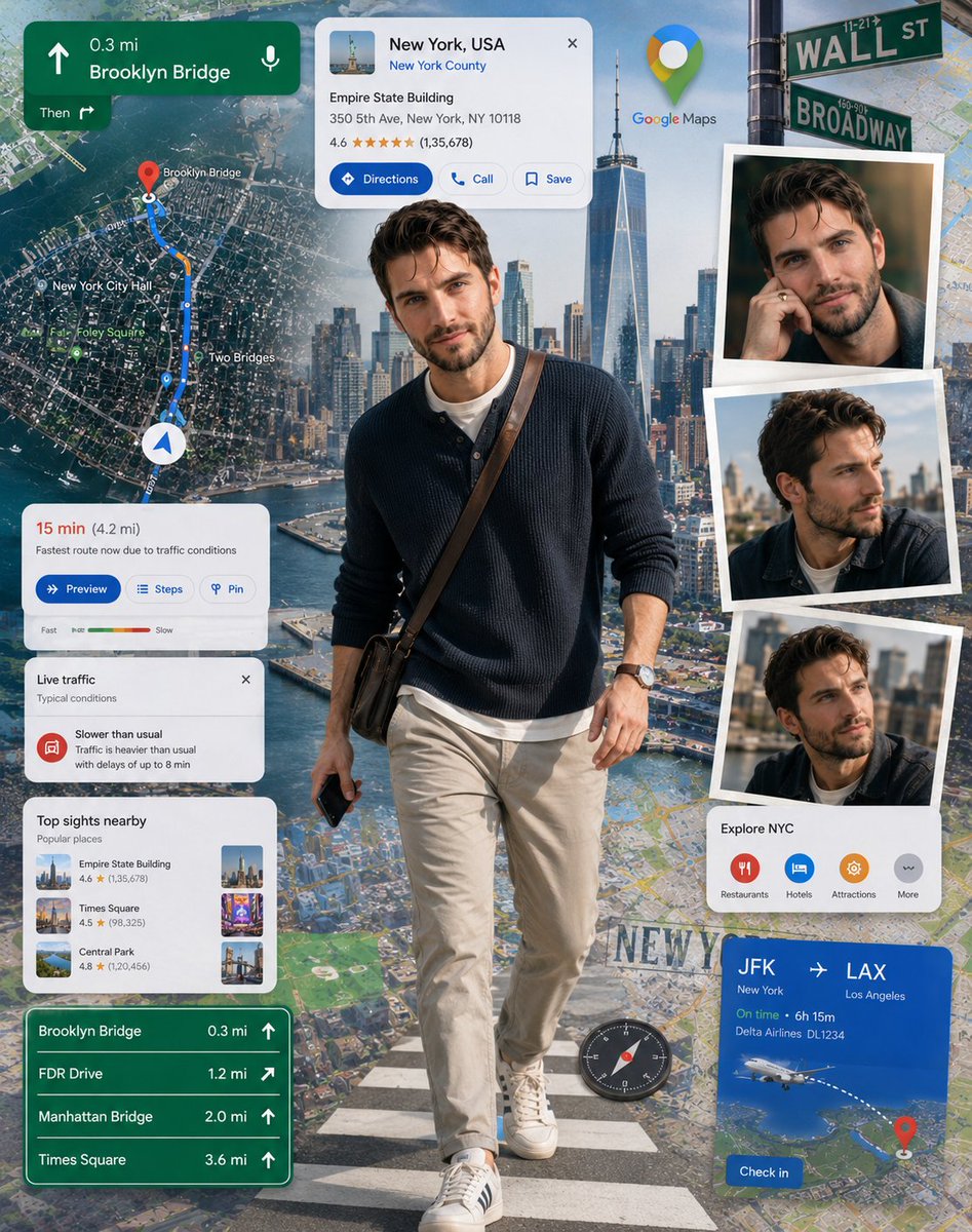 Google Maps Inspired Digital Collage Poster AI image template preview