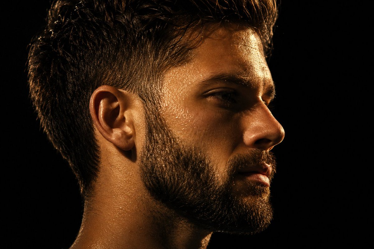 Chiaroscuro Mullet Profile Portrait AI image template preview