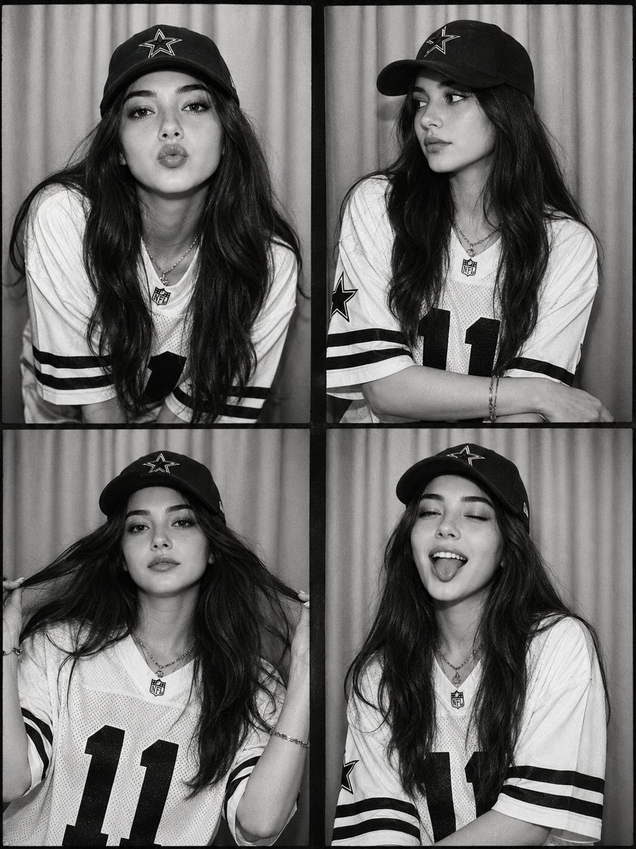 Black and White Photobooth Collage AI image template preview