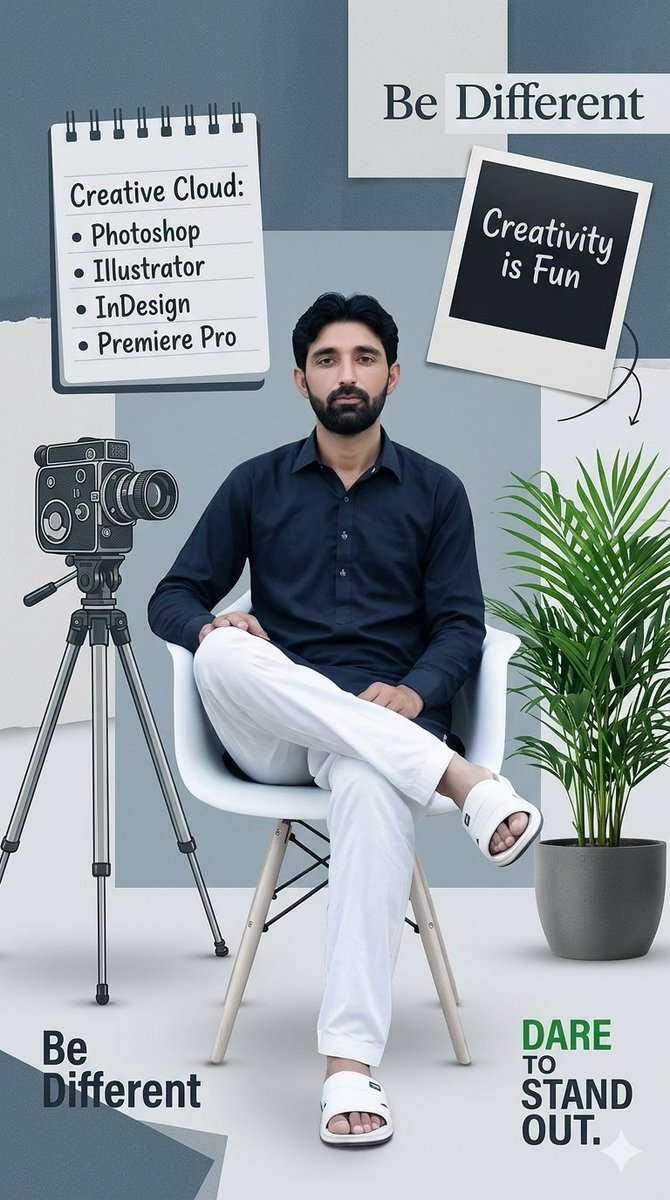 Creative Design Mood Board Portrait AI image template preview