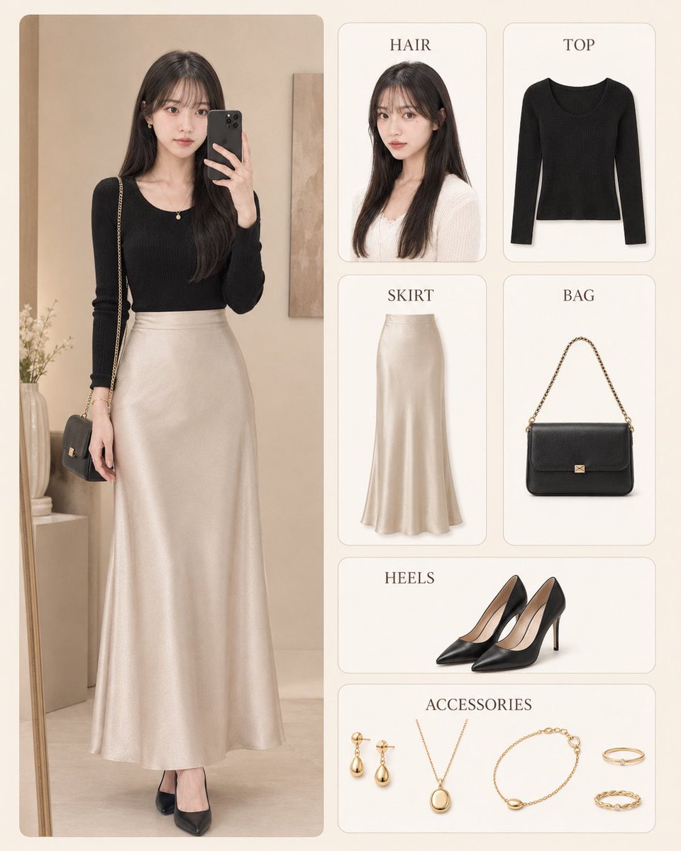Korean Style Fashion Outfit Infographic AI image template preview
