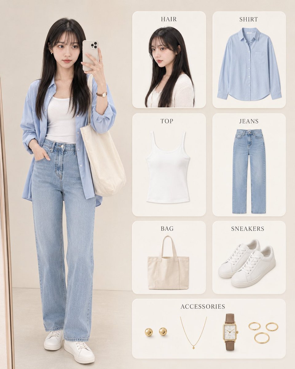 Korean Style Fashion Outfit Infographic example 3