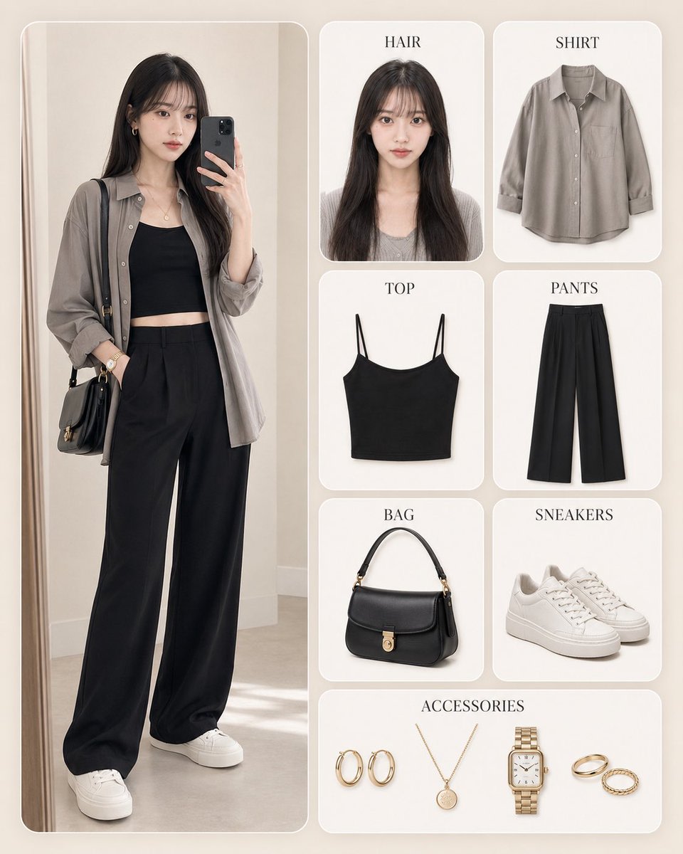 Korean Style Fashion Outfit Infographic example 2
