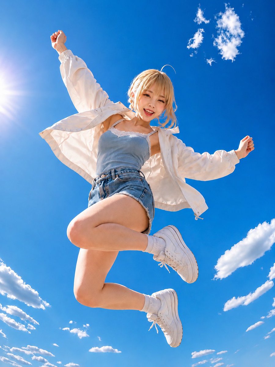 Summer Sky Jump Portrait AI image template preview