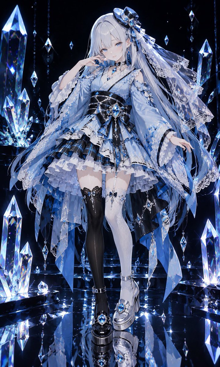 Crystal Gothic Lolita Anime Outfit AI image template preview