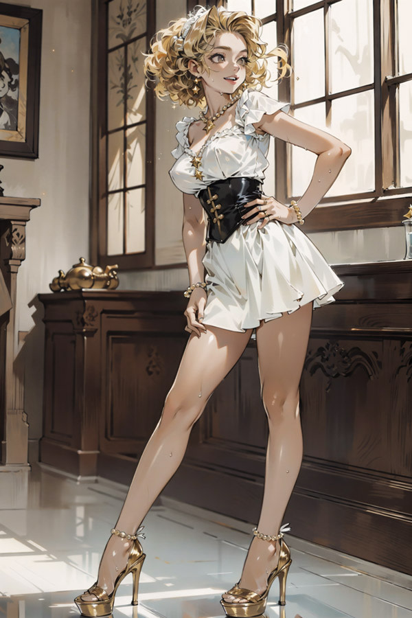 Anime Lady in Vintage Sunlit Room AI image template preview