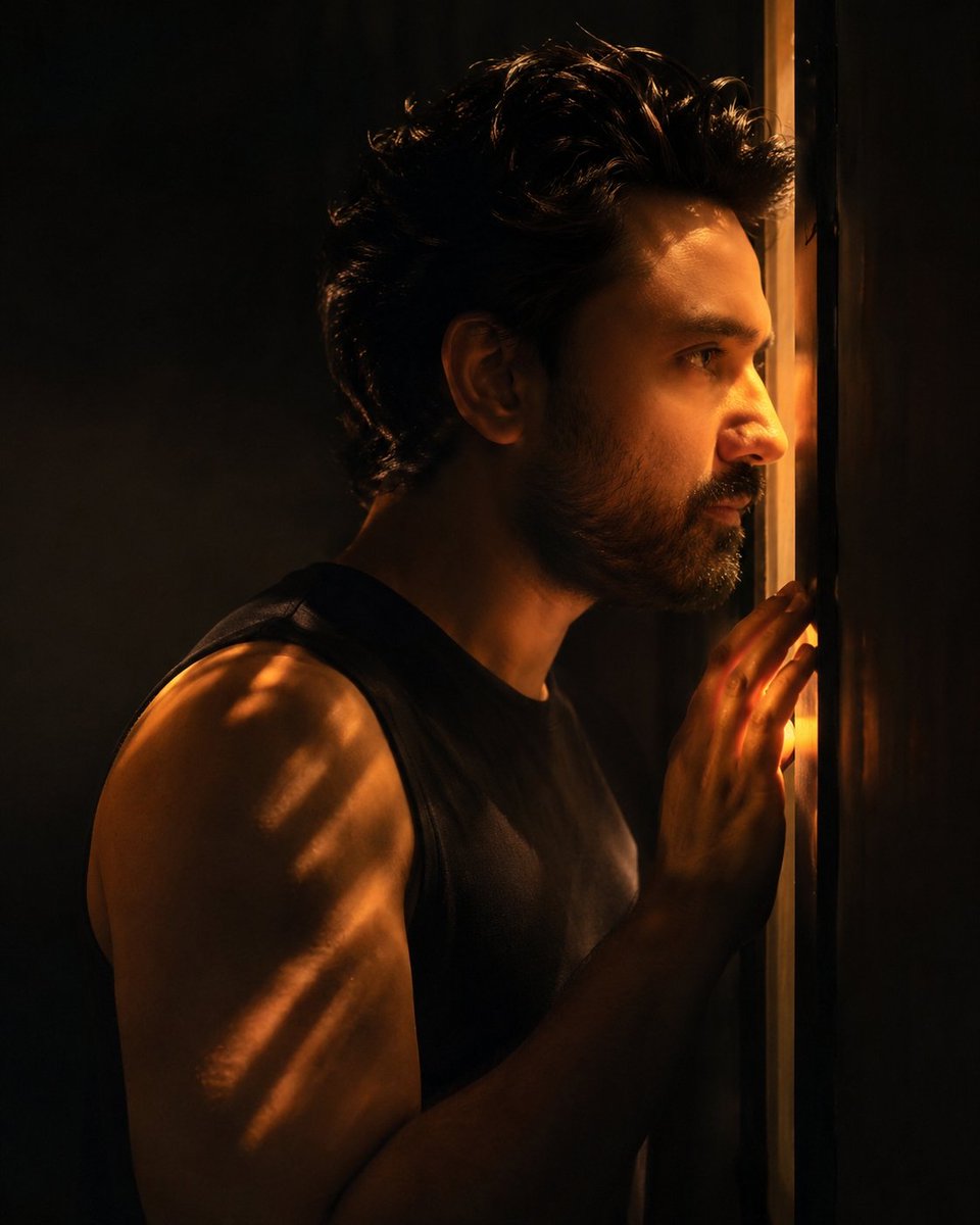 Chiaroscuro Cinematic Male Portrait AI image template preview