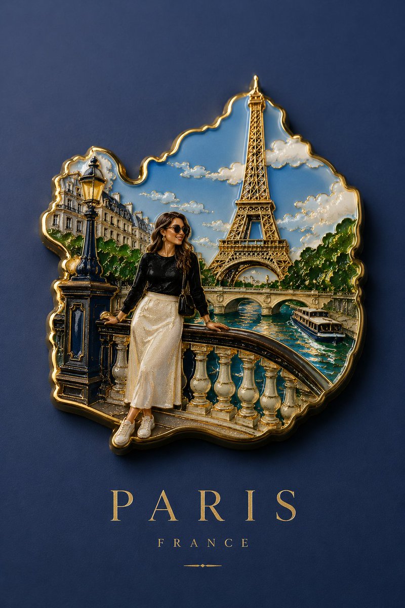 Handmade Enamel Souvenir Magnet AI image template preview