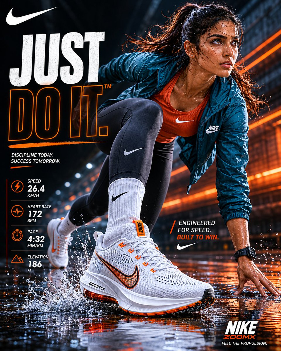 Nike Sportswear Editorial Advertisement AI image template preview