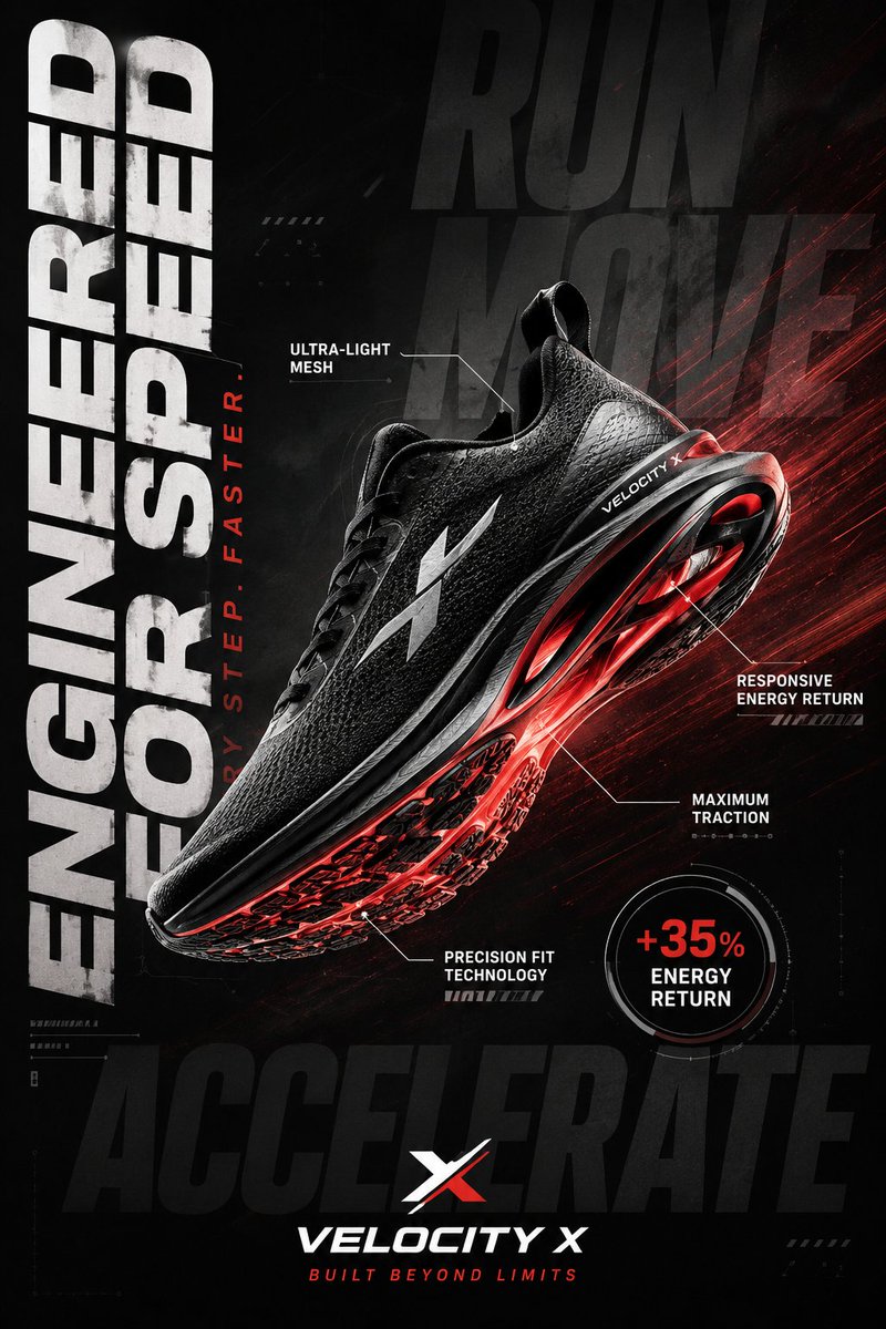 Luxury Sportswear Advertising Poster AI image template preview