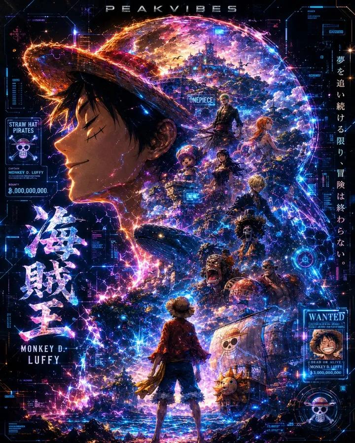 Cyberpunk Anime Double Exposure Poster AI image template preview