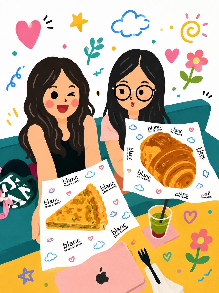Kawaii Café and Travel Illustration AI image template preview