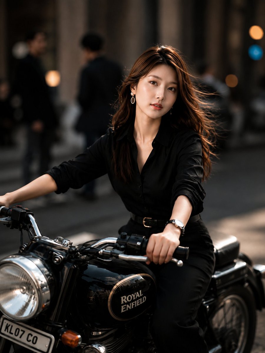 Urban Street Motorcycle Portrait AI image template preview