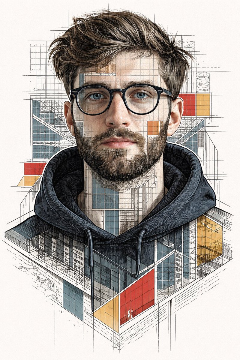 Architectural Blueprint Face Portrait AI image template preview