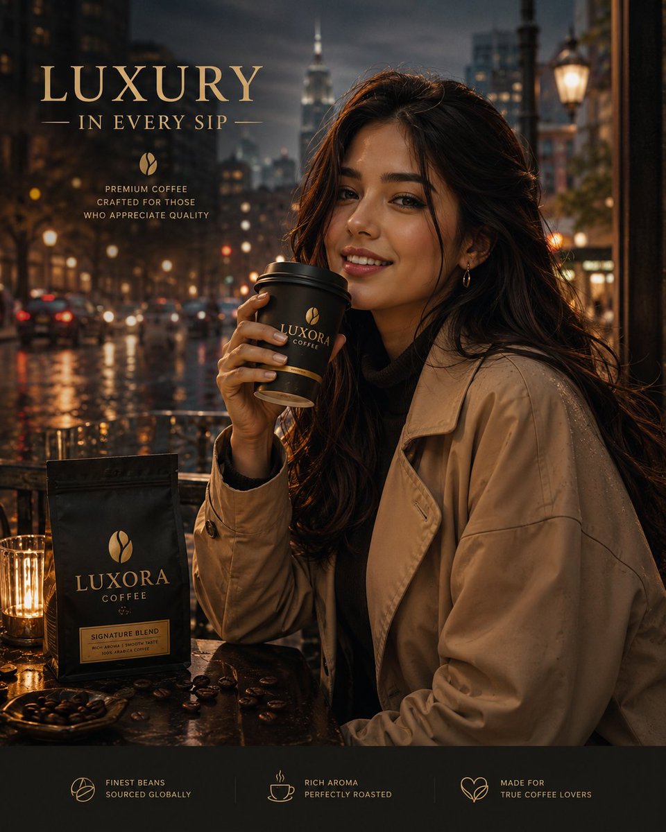 Luxury Coffee Advertisement Portrait AI image template preview