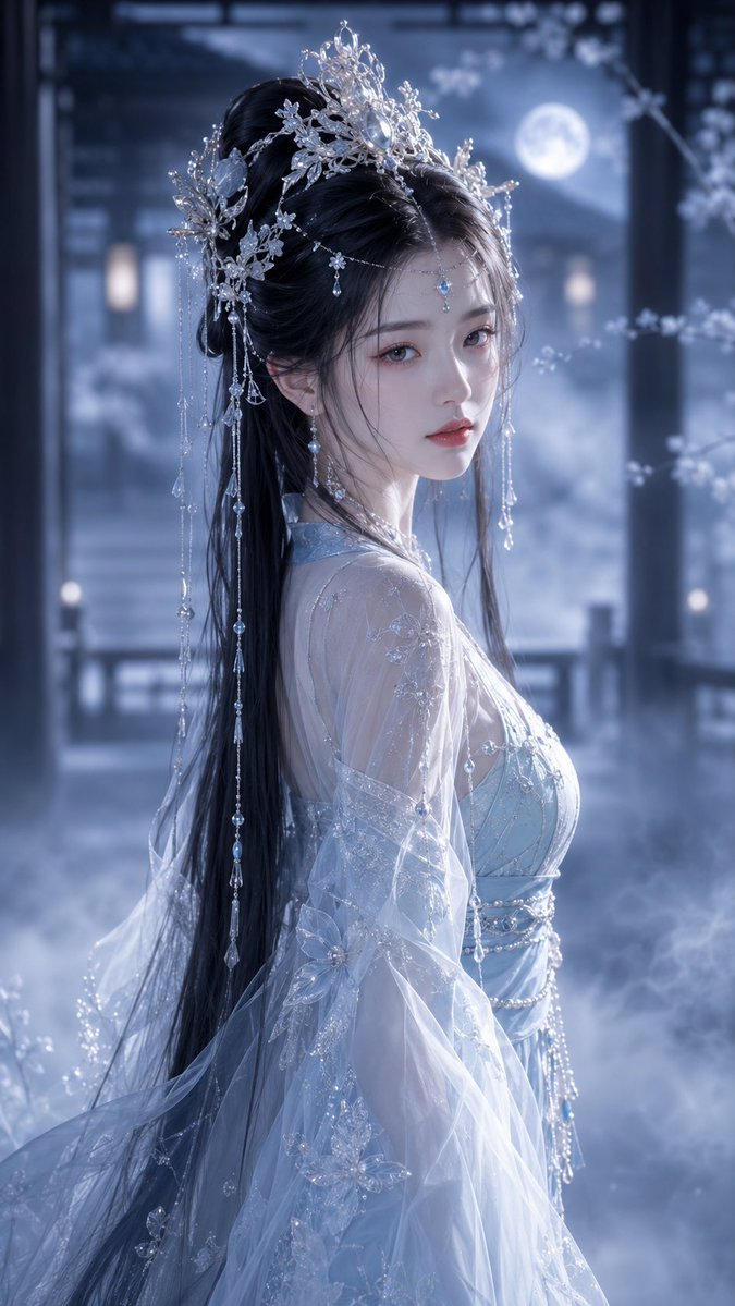 Ethereal Tang-Style Fantasy Portrait AI image template preview