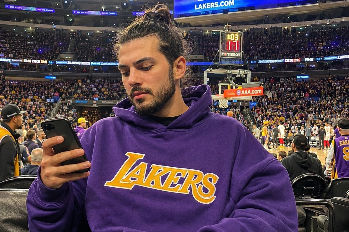 Courtside Lakers Fan Photo AI image template preview