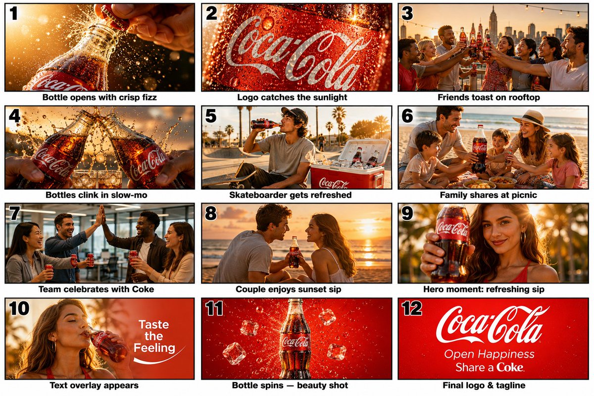 Commercial Storyboard Scene Generation AI image template preview