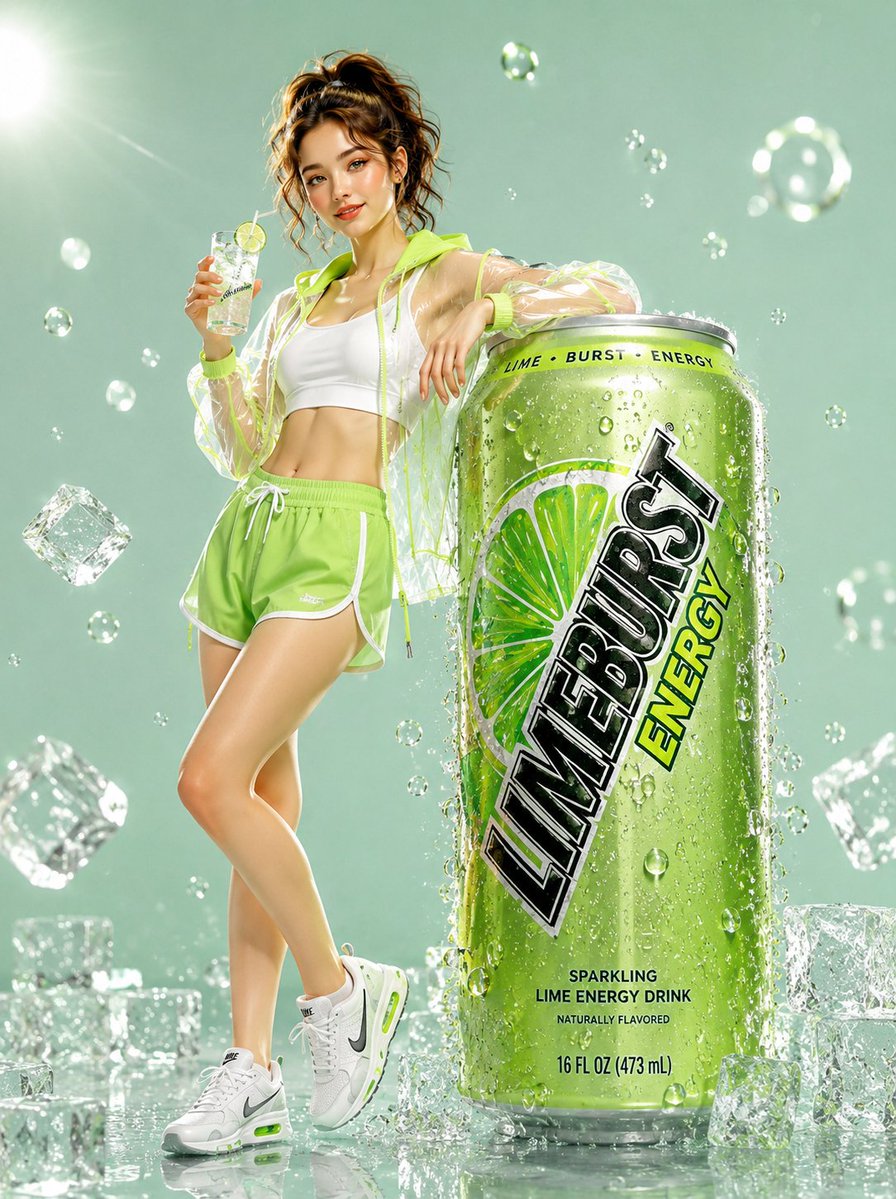 Limeburst Energy Drink Ad Campaign AI image template preview