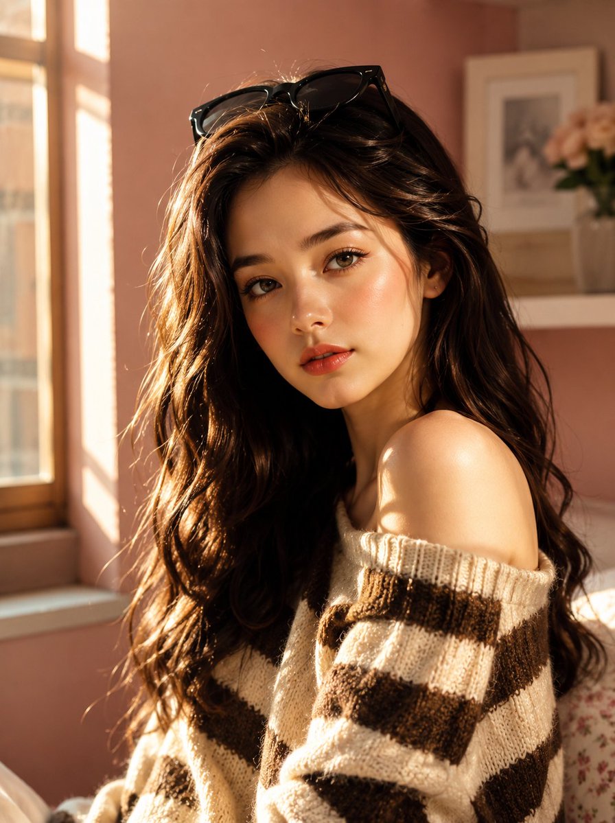 Korean Beauty Lifestyle Portrait AI image template preview