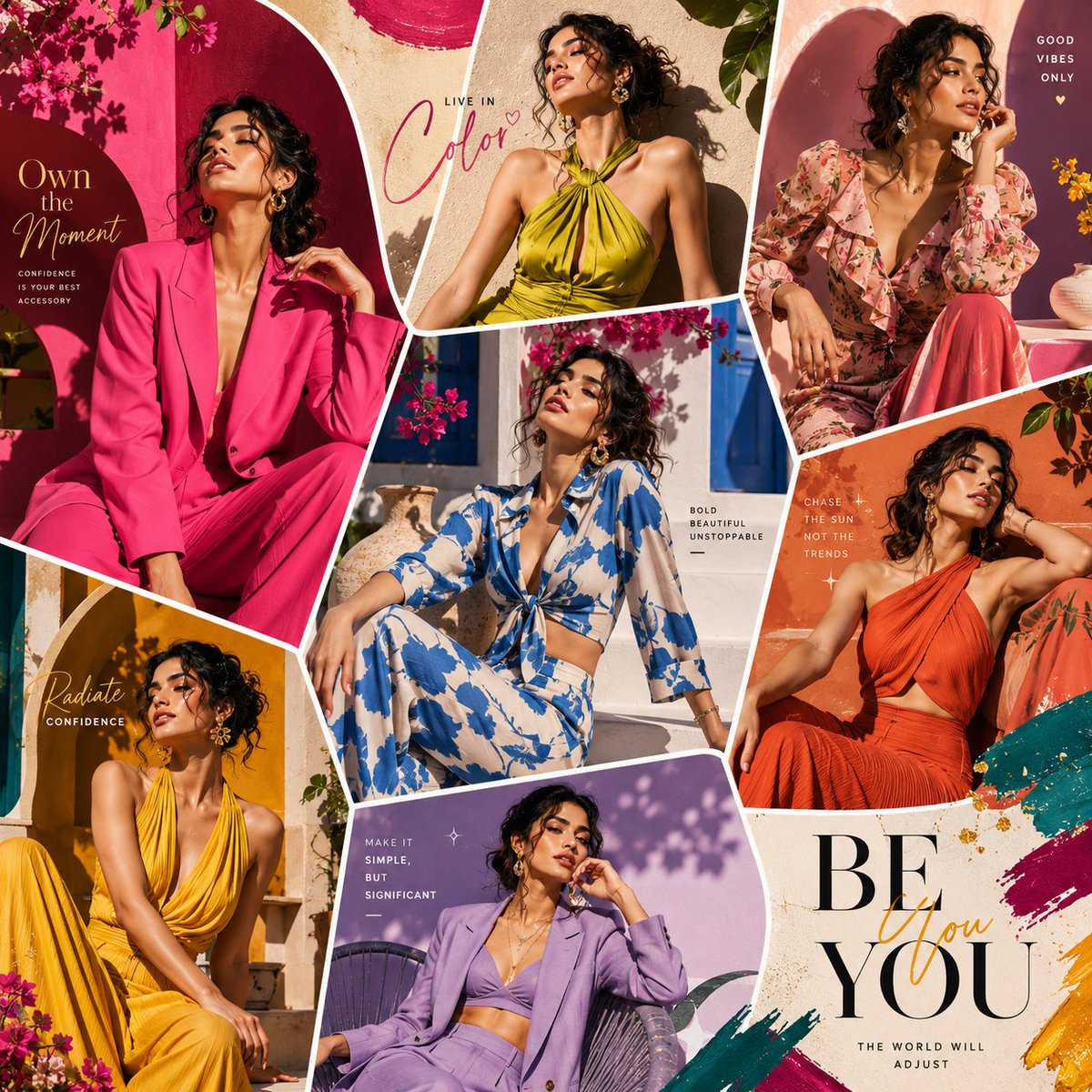 Luxury Fashion Editorial Collage AI image template preview