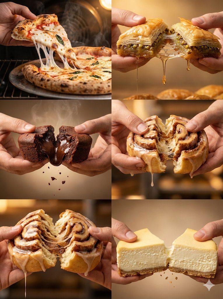 Cinematic Food Action Collage AI image template preview