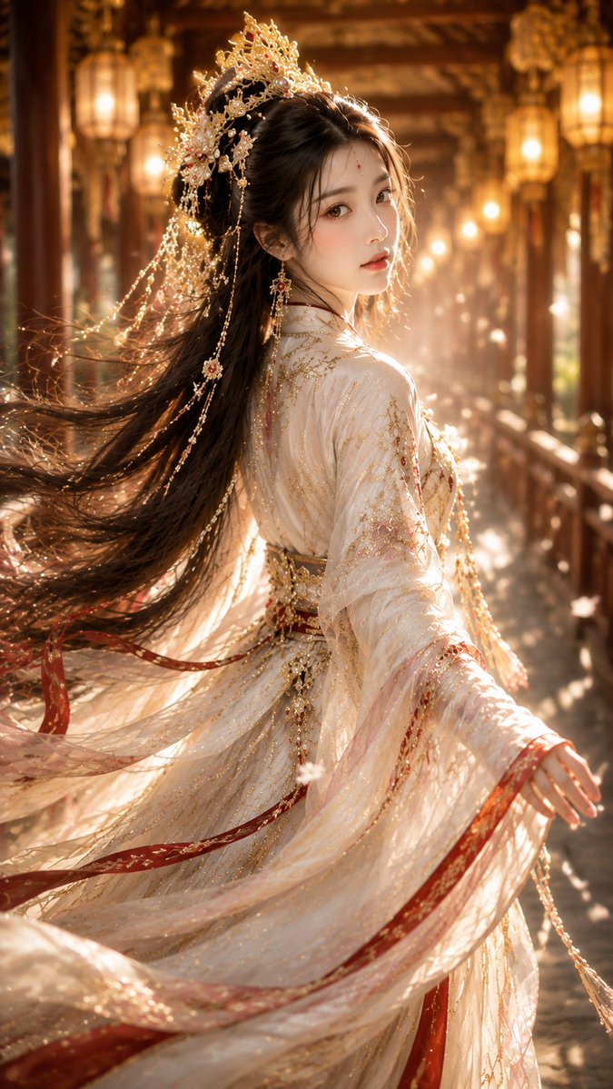 Ancient Chinese Fantasy Female Portrait AI image template preview