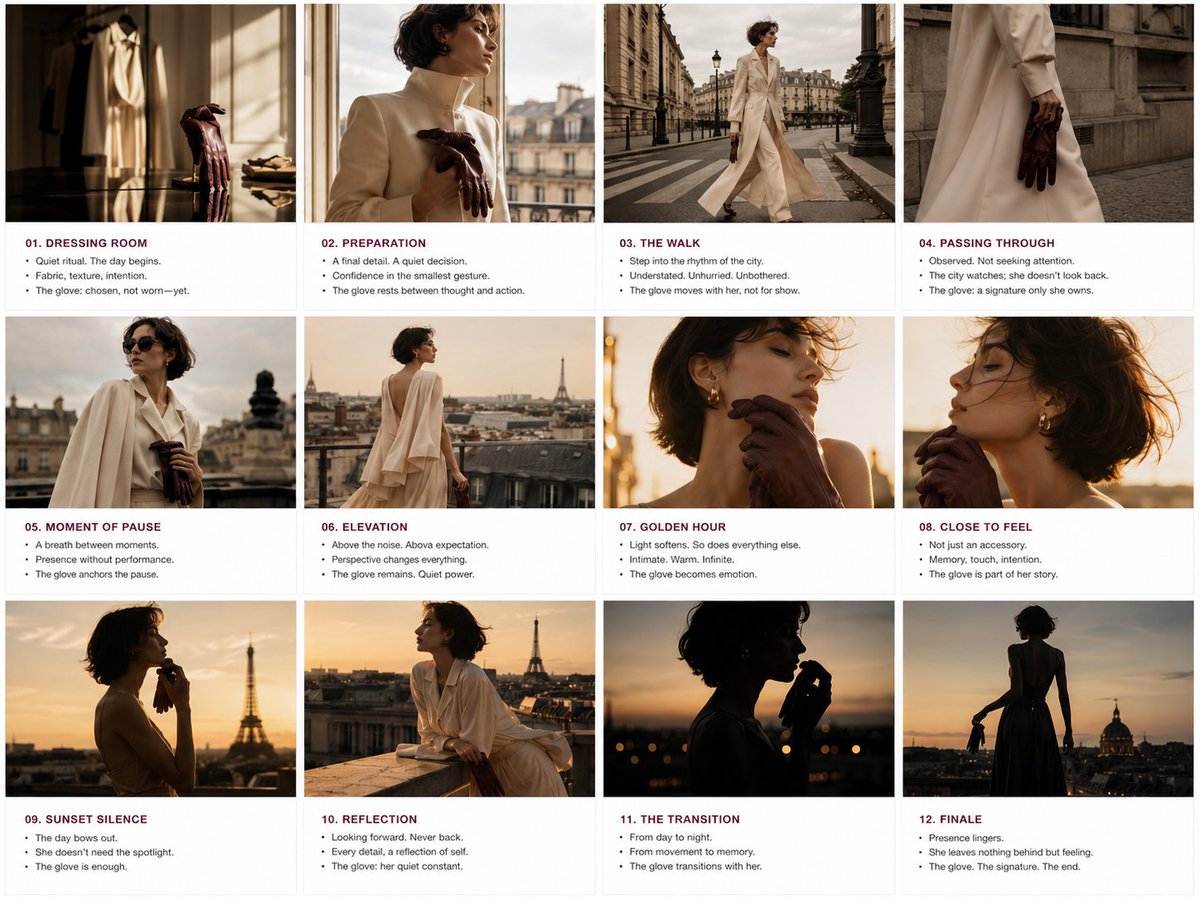 Luxury Fashion Editorial Storyboard AI image template preview