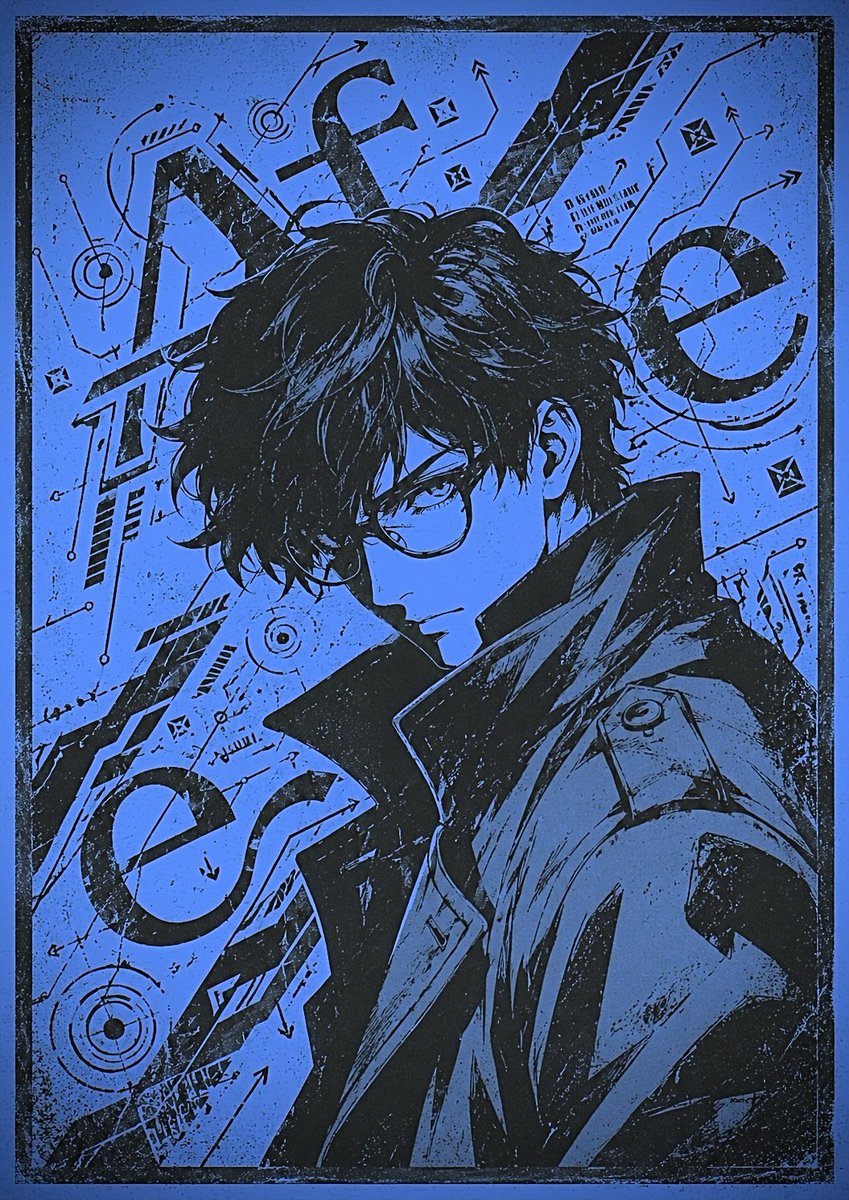 Blue Cyberpunk Manga Poster AI image template preview