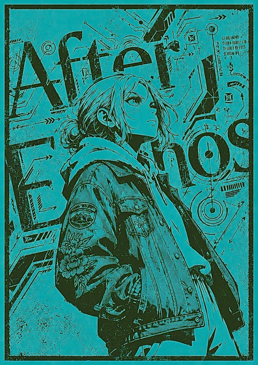 Blue Cyberpunk Manga Poster example 2