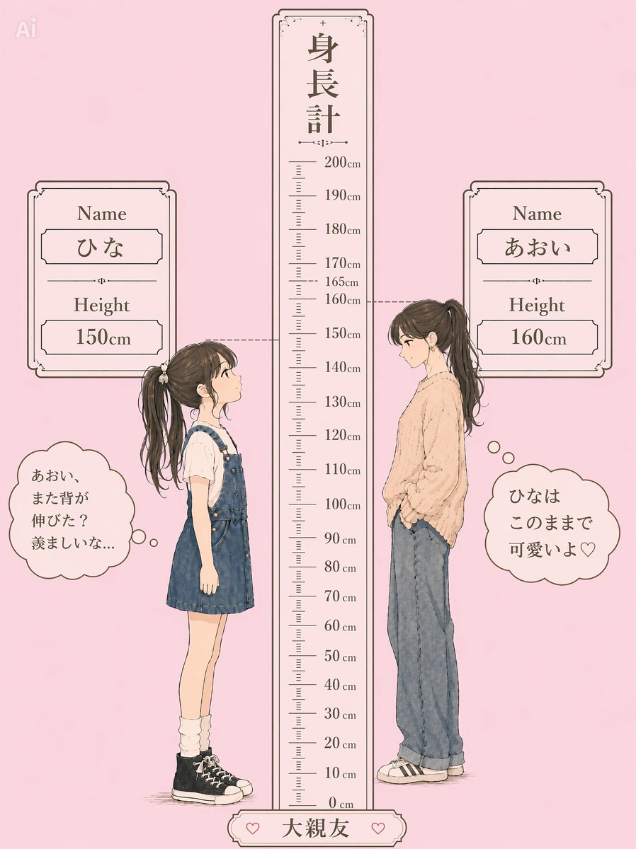 Pastel Height Difference Best Friends AI image template preview