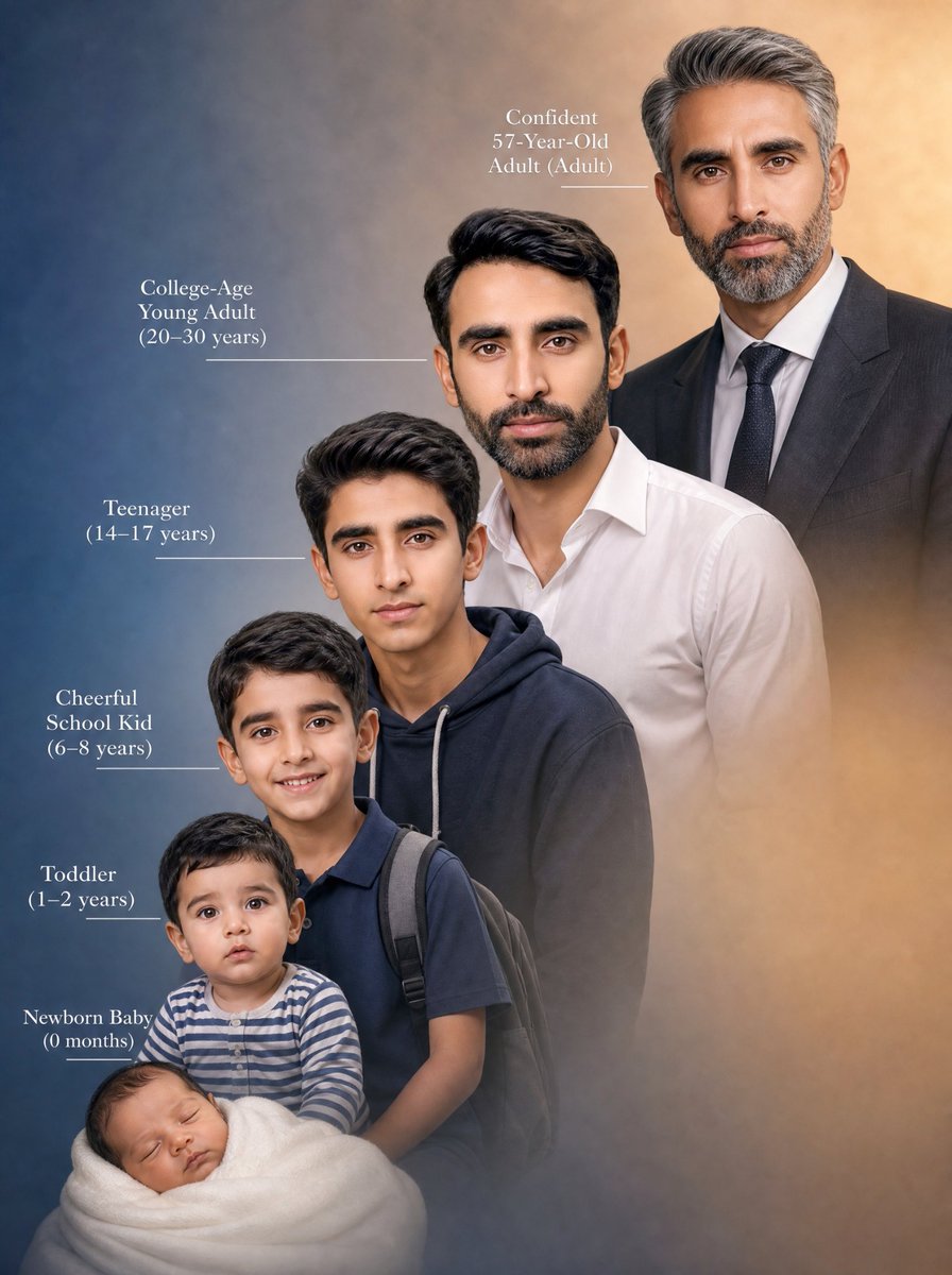 Life Stages Composite Portrait AI image template preview