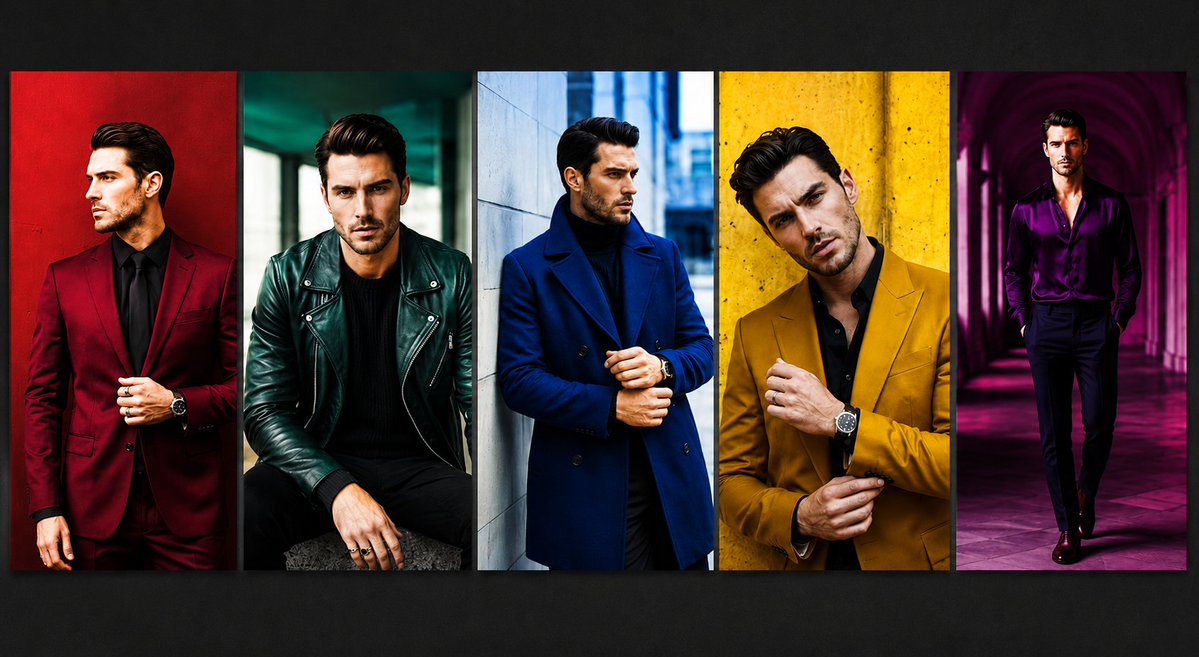 Luxury Menswear Fashion Collage AI image template preview