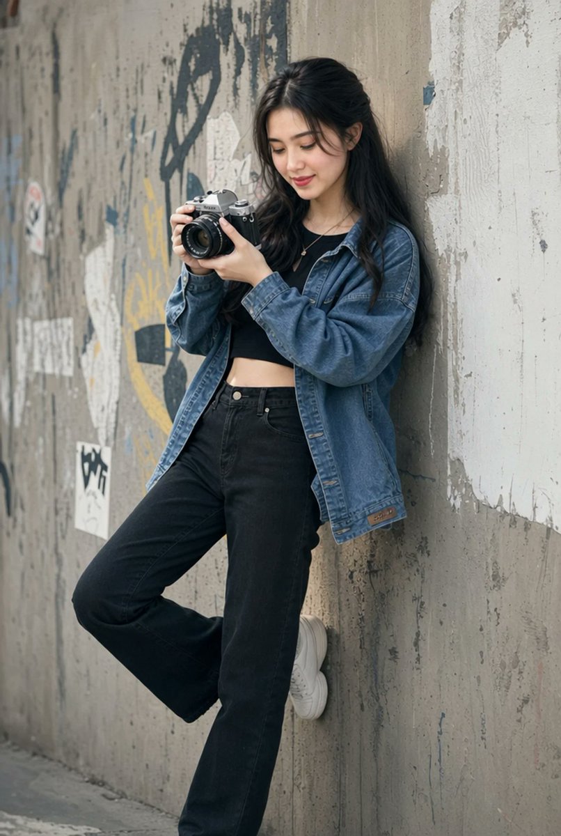 Urban Film Camera Portrait AI image template preview