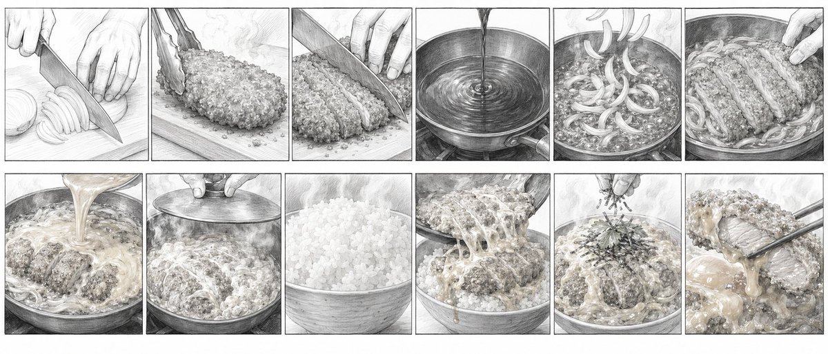 Katsudon Cooking Storyboard AI image template preview