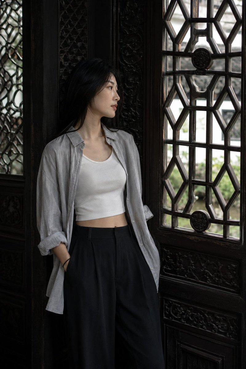 Classical Suzhou Garden Interior Portrait AI image template preview