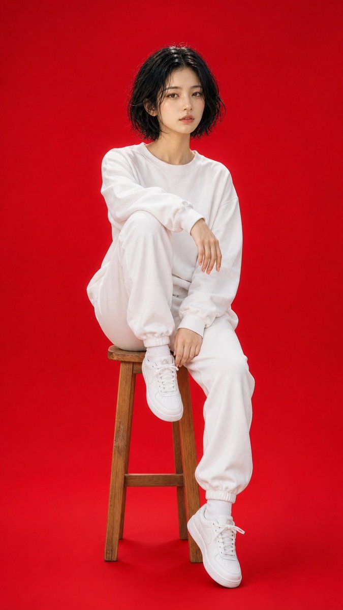 High Fashion Red Backdrop Portrait AI image template preview