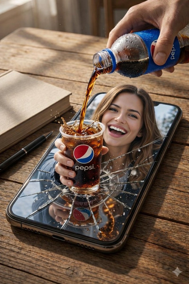 Surreal Pepsi Pour Phone Composite AI image template preview