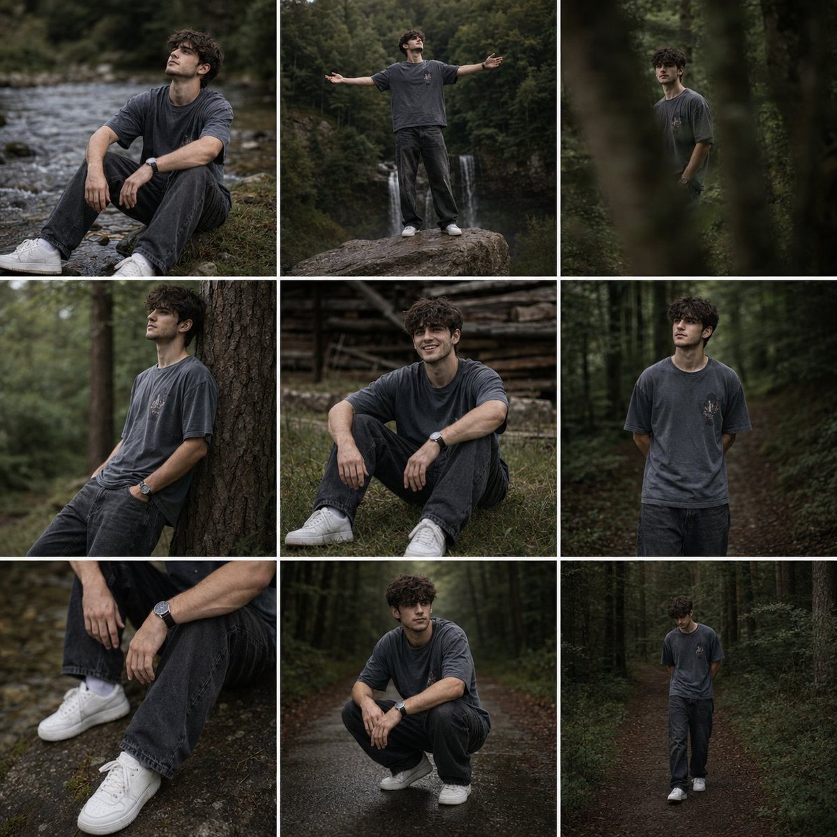 Forest Lifestyle Editorial Moodboard AI image template preview
