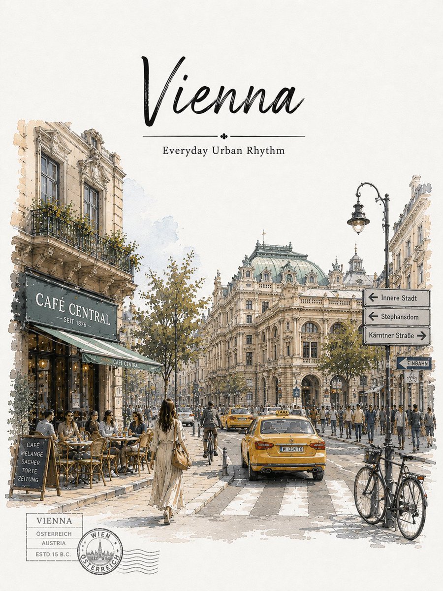 Athens Travel Sketch and Watercolor Poster example 2