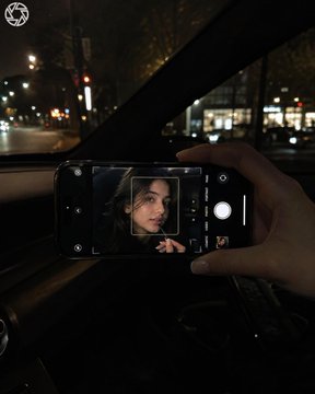 Night Car Selfie via iPhone Screen AI image template preview