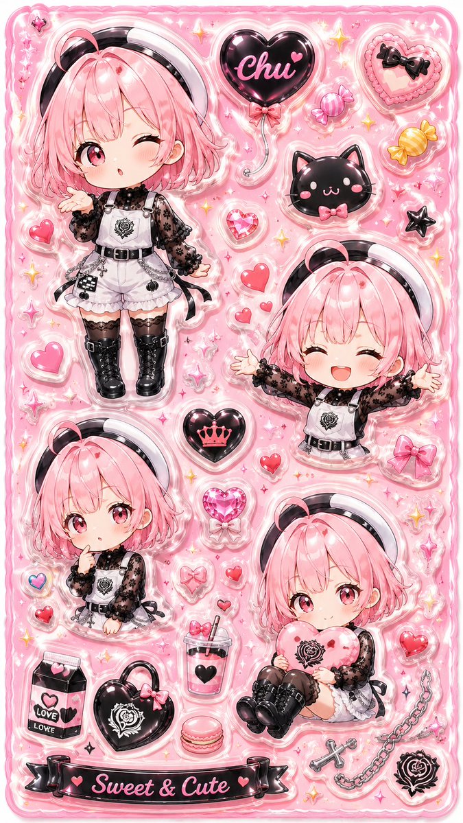 3D Puffy Resin Character Sticker Sheet AI image template preview