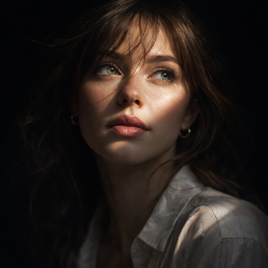 Cinematic Chiaroscuro Portrait AI image template preview