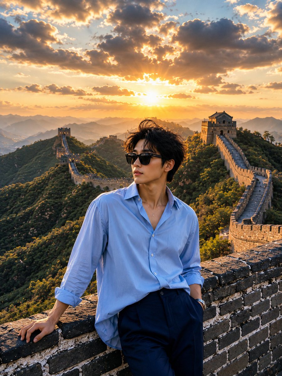 Great Wall Travel Photography AI image template preview