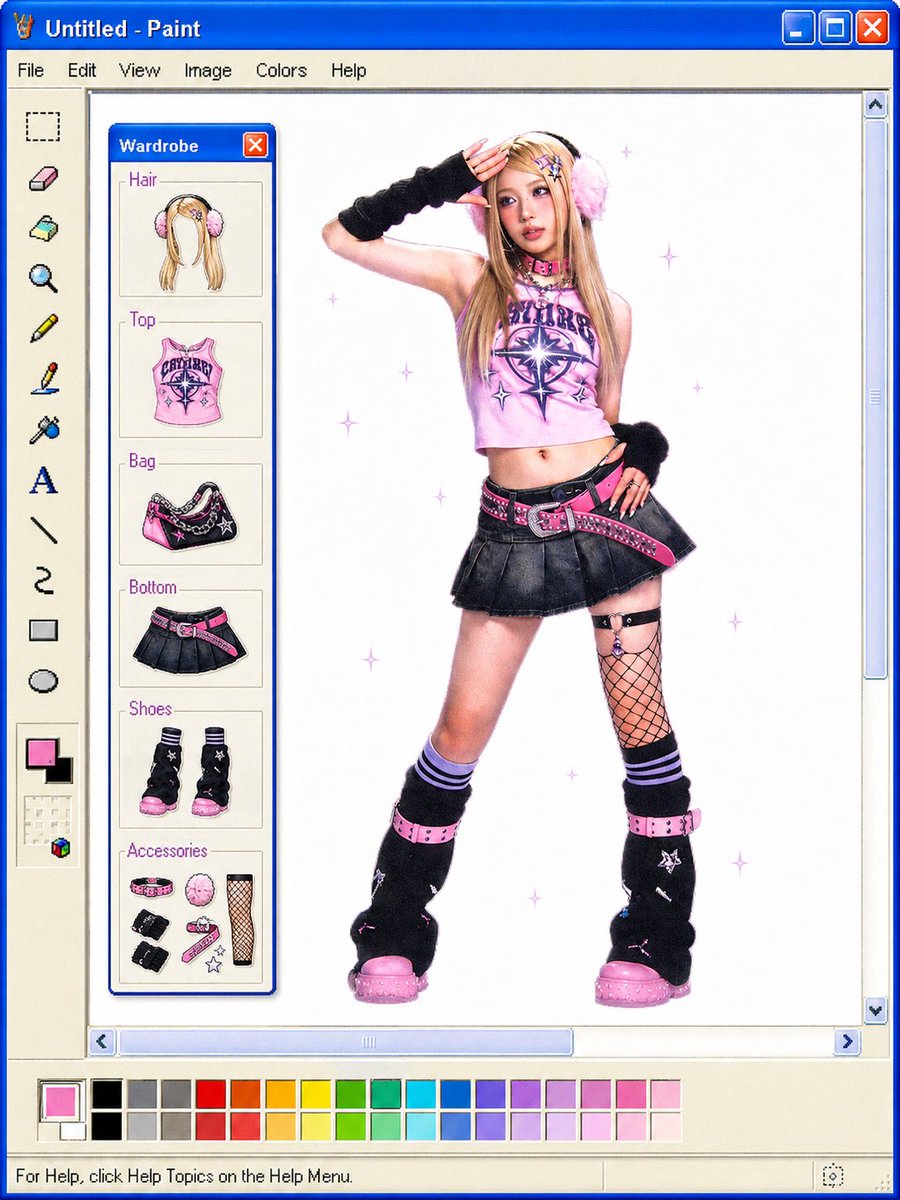 Windows Paint Y2K Wardrobe Breakdown AI image template preview