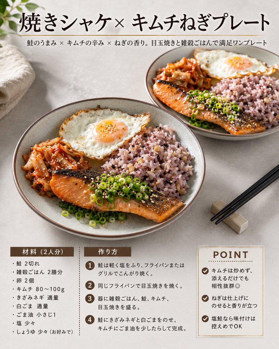 Japanese Salmon Kimchi Recipe Card AI image template preview
