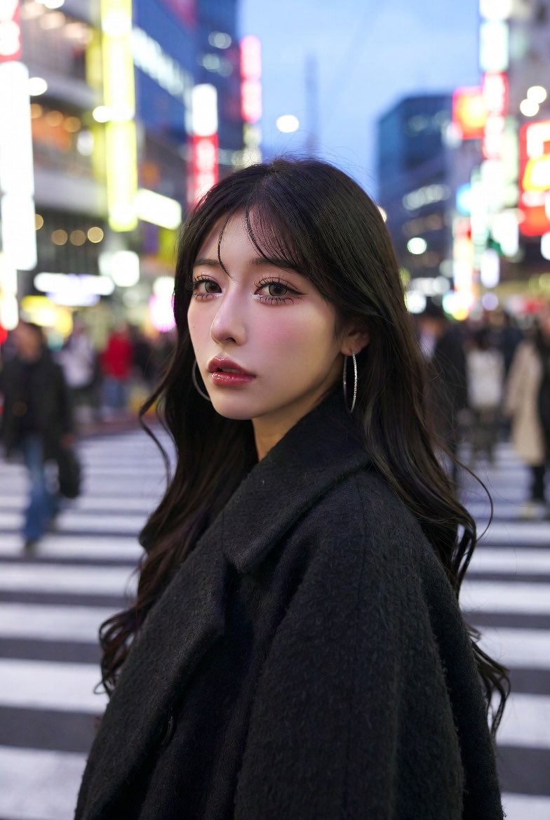 Neon City Portrait With Face Block AI image template preview